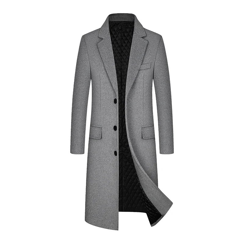 Men's Wool Wool Coat Autumn and Winter Windbreaker Men's Coat Medium Length Coat