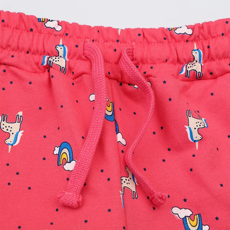 Girls Unicorn Drawstring Full Length Kids Cotton Clothes Kids Trousers Pants