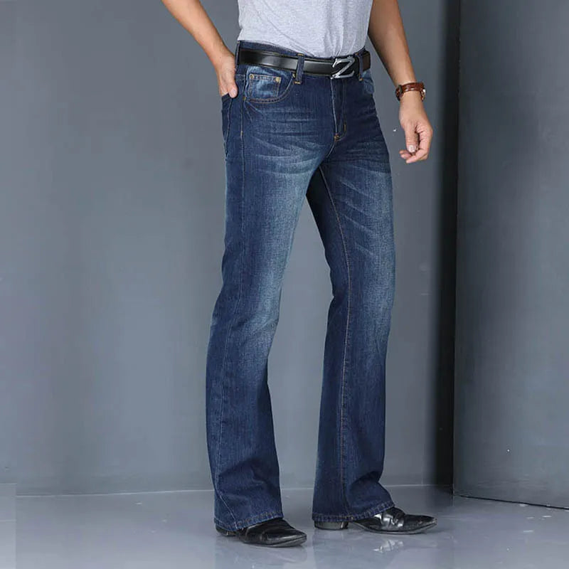 Denim Flared Jeans Men  Boot Cut Denim Pants Comfortable Slightly Slim Classic Loose Casual Trousers For Male Bootcut