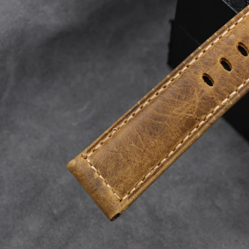 Hand-Crafted First Layer Leather Watchband 20 22 24 26MM Suitable For Leather Soft Bracelet