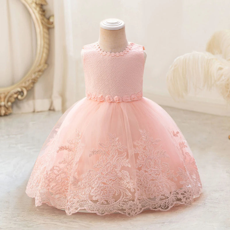 Floral Birthday Dress For Baby Girl Clothes Peach Princess Dress Baptism Girls Dresses