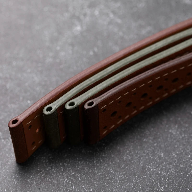 Handcrafted Italian Leather Strap Ventilated Design Men's Ultra-Thin Bracelet