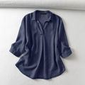 Summer Lapel Neck Blouse Women Denim Shirt Elegant Solid Casual Loose Tops