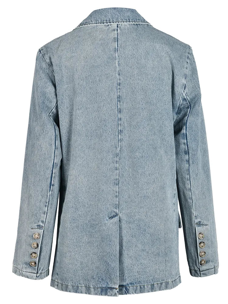 Denim Vintage Jacket Loose Lapel Long Sleeve Women Coat Tide Spring Autumn