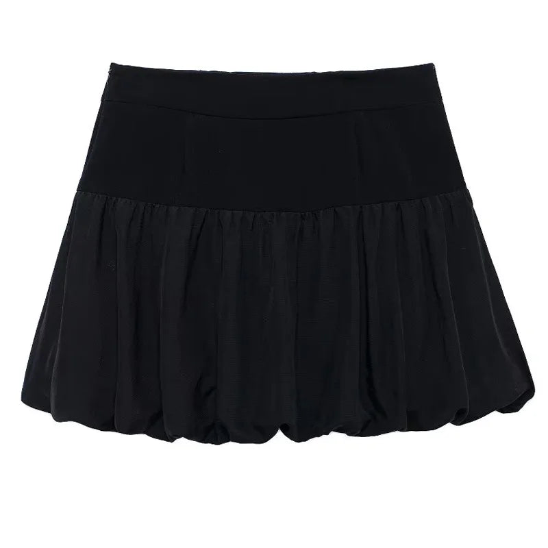 Skirt Women Women's Skirt Ladies Mini Balloon Skirt Elegant Double-Breasted Skirts