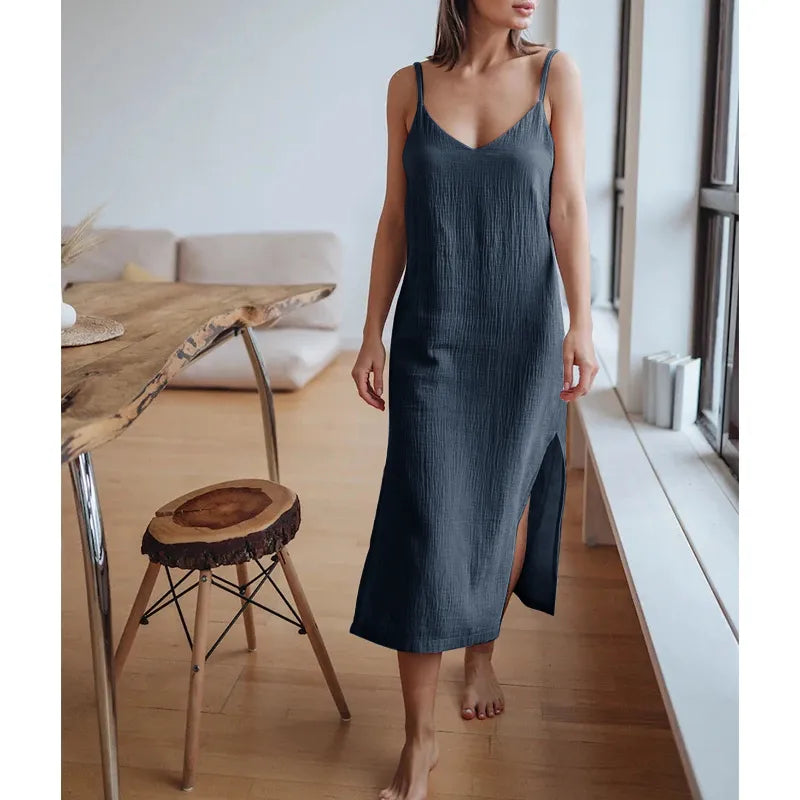 Women Dress Sexy Adjustable Strap Sleeveless Open Side Long Dress Summer Comfortable Outfit