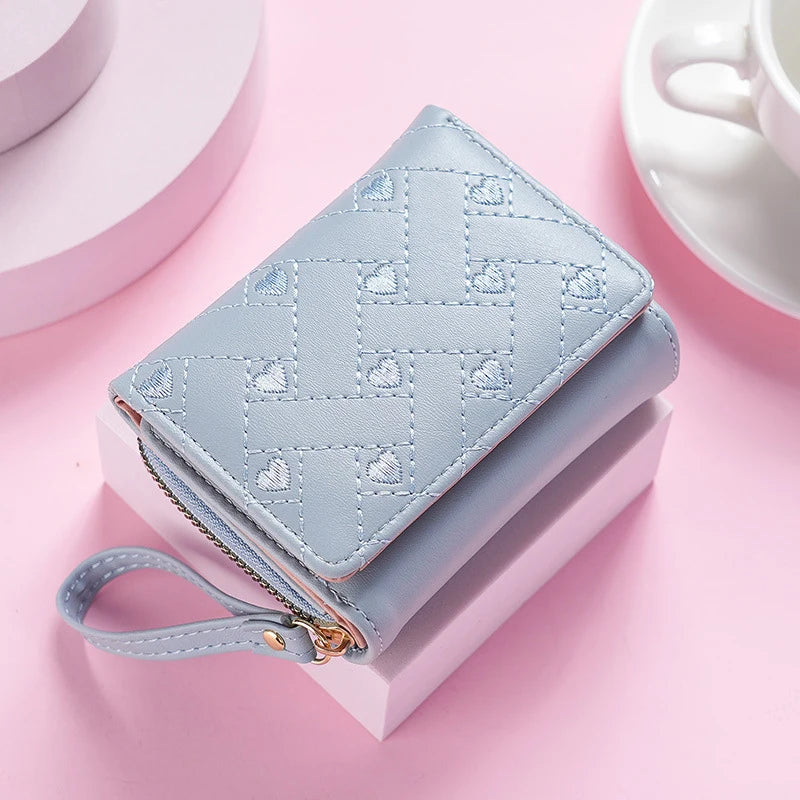 Women's Wallet Tri Fold Card Bag Embroidered Pattern