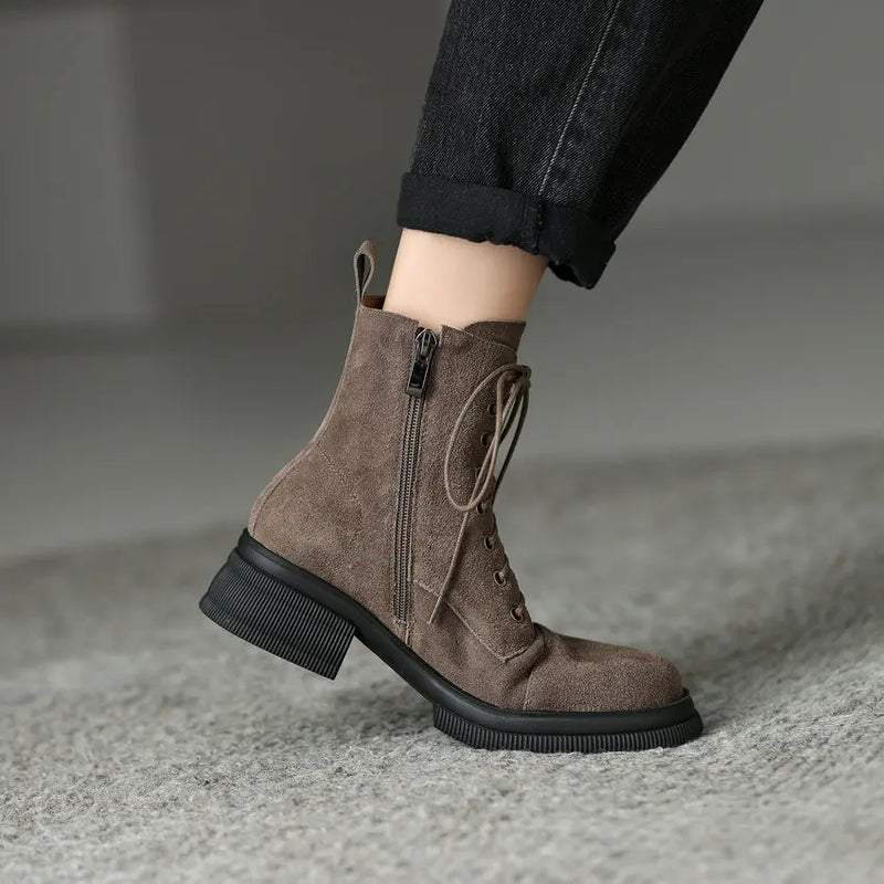 Autumn Winter Women Ankle Boots Dress Thick Low Heels Shoes Woman