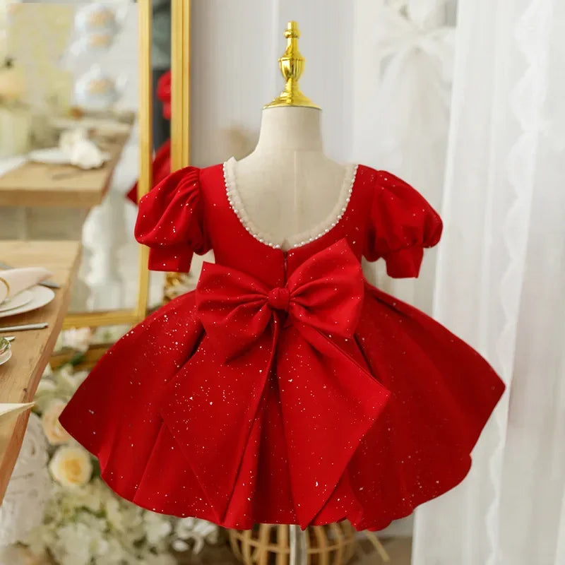 Birthday Red Baptism Luxury Dress Newborn Infant Baby Girl Party Children toddler dresses