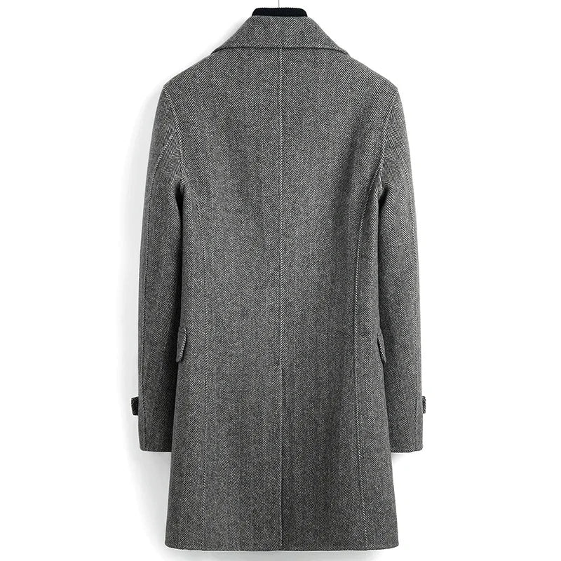 Wool Coat Long Jacket Men Spring Autumn Double Breasted Men Coats and Jackets