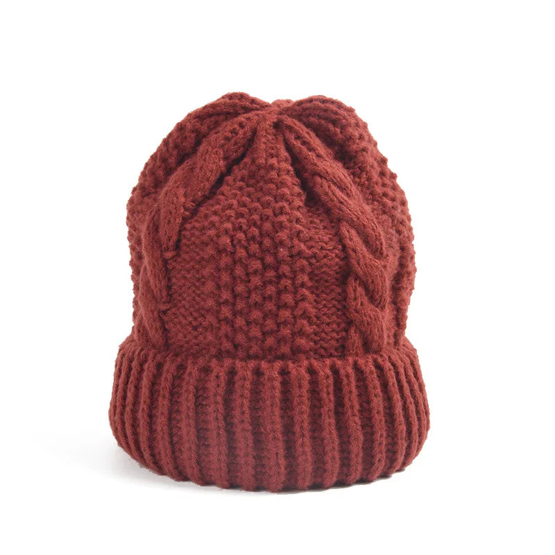 Women's Thick Knitted Beanie Hat with Twisted Design Casual and Warm Winter Headwear