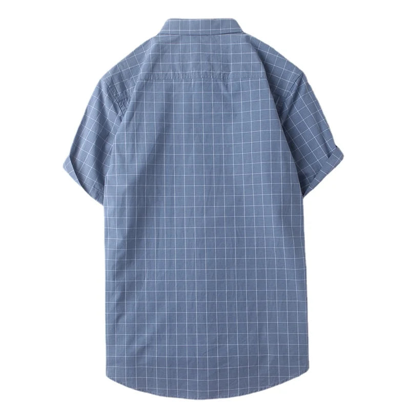 Summer Plaid Casual Short Sleeve Shirt outdoor men's