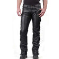 Men's Matte Motorcycle Leather Pants Low Waist Faux Trousers