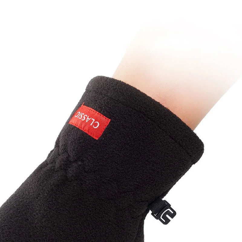 Men Winter Polar Fleece Silica Gel Non Slip Clamshell Show Finger Touch Screen Mitten Plus Velvet Thick Warm Sport Cycling Glove