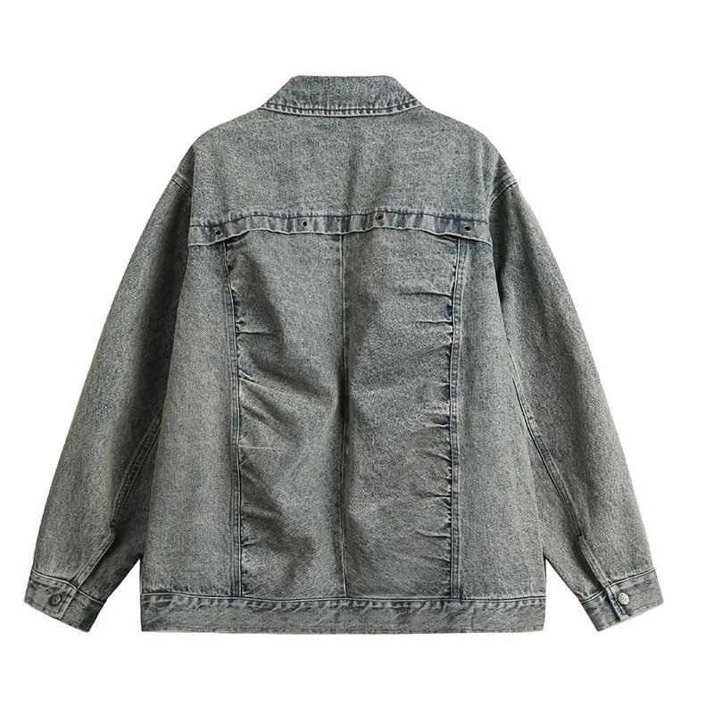 Denim Jackets Men Streetwear Outwear Jeans Coats Patchwork