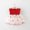 Girl's dress summer baby girl with patchwork mesh flower embroidery princess dress