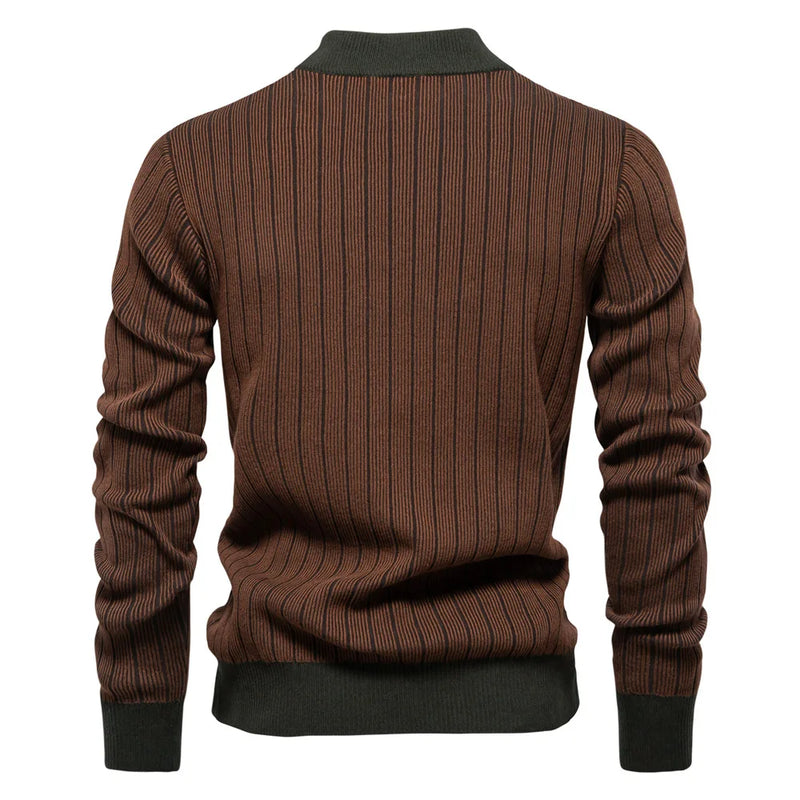 Autumn Winter Men Pullover Knit Sweaters Turtlenecks Slim Striped Casual Pullovers Outwear