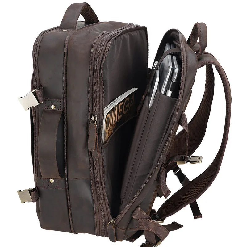 Vintage Leather Men's Backpack Rucksack Large Classic Backpack