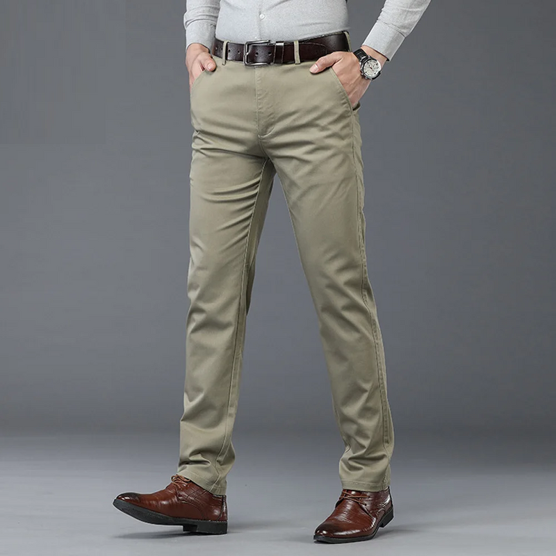 Men Elegant Suits Pants European Men Stand Pockets Trousers Olive Green Business Suits Pant