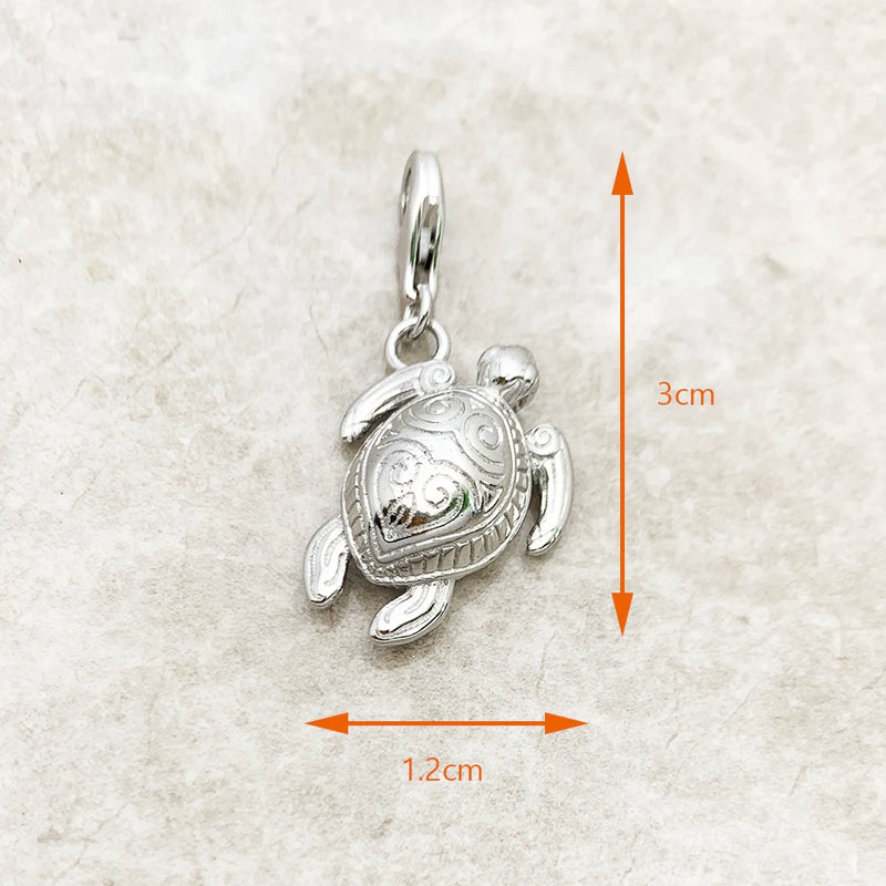 Dangle Charm Pendant Tortoise Jewelry Wisdom And Eternal Life Gift In 925 Sterling Silver