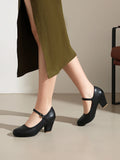 Women Buckle 6cm Tapered Heel Pumps Party Uniform Dress Wedding Shoe Ladies Comfortable