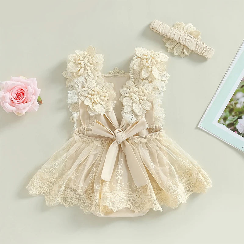 Infant Baby Girl Summer Clothes Lace Romper Dress Cute Ruffle Sleeveless Backless  Jumpsuit Outfit