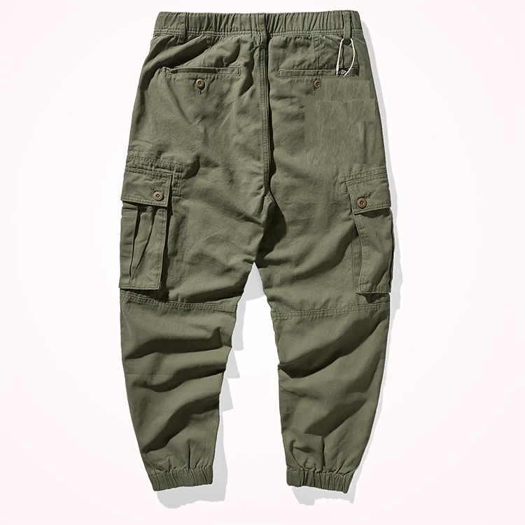 Autumn American Retro Woven Tooling Pants Men Washed Military Casual Trousers