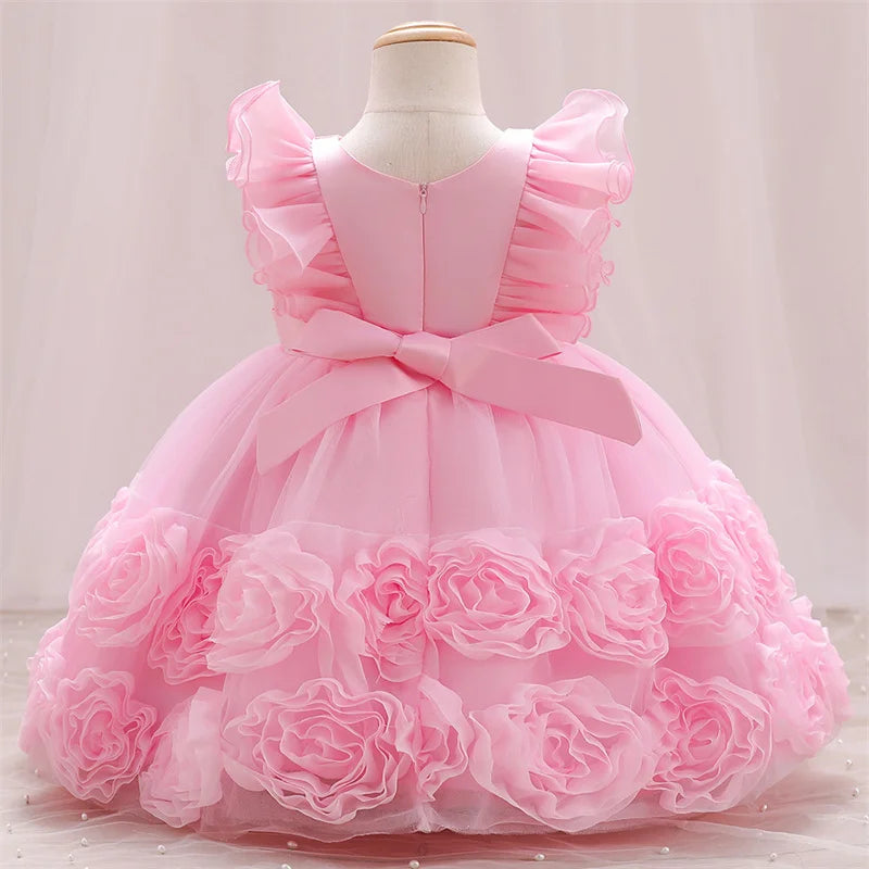 Baby Girl Dress Bow Baptism Dress for Girls Birthday Party Wedding Dress Girls Clothes Applique Gown