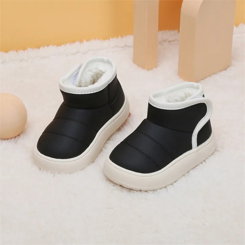 Winter Baby Boots Leather Warm Plush Girls Ankle Boots Soft Sole Boys Cotton Shoes Toddler Infant Shoes