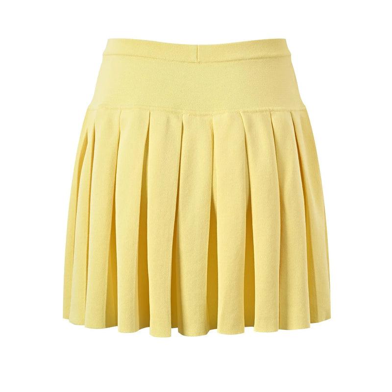 Spring Summer Design Women Knitting Pleated Mini Skirt