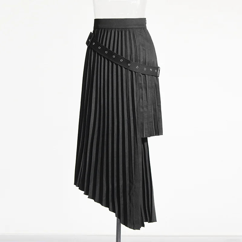 Split Skirt Summer Design Pleated Lace Up Skirt