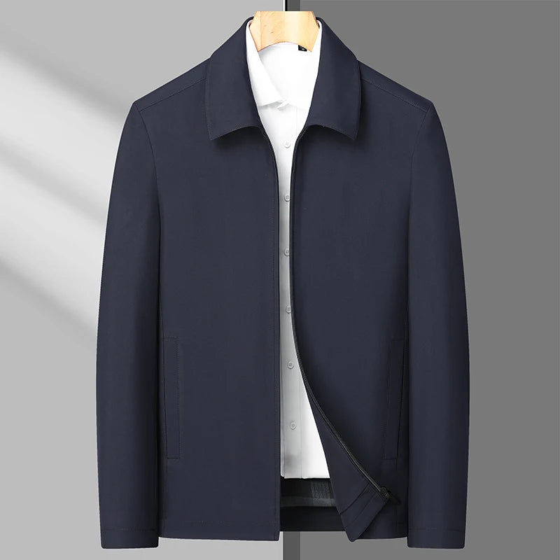 Spring and Autumn Jacket Handsome Men's Windbreaker Coat Thin Lapel Business Casual Dad Suit Top