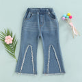 Spring Autumn Girls Casual Jeans Bell Bottom Trousers Kids Denim Flare Pants