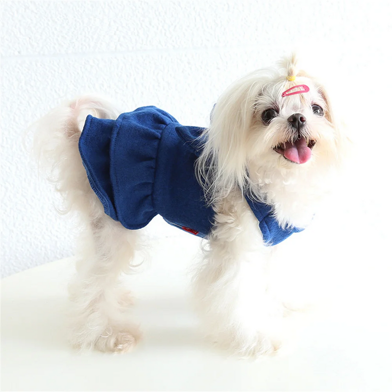 Autumn Winter Pet Clothes with Sheep Plush Strap Skirt Maltese Cat Dog Clothing