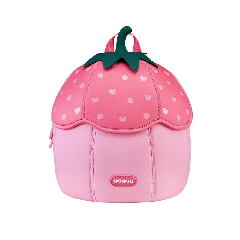 Pink Strawberry School Bags for Girls Waterproof Children Backpack Cherry Class Bags Back To School