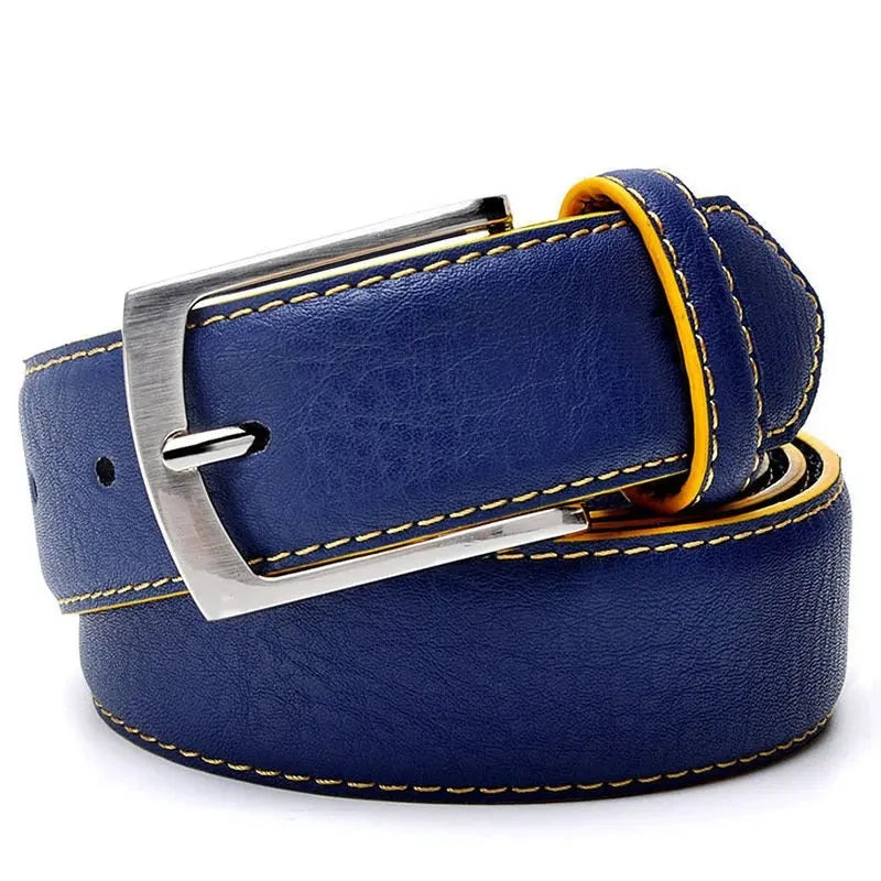 Luxury Leather Pin Buckle Belt Fashion Casual Two Layer Men's Jeans Belt