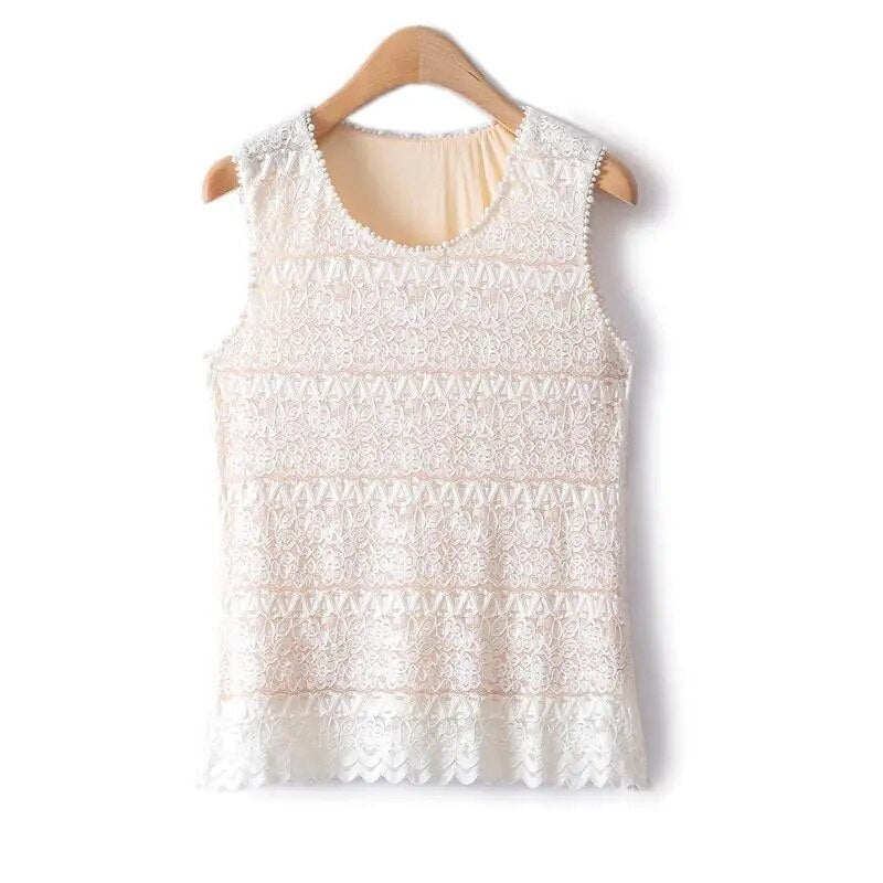 Women Comfortable Elastic Lace Vest Female Summer Crochet Suspenders Slim Woman Clothing