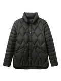 Autumn Winter Down Jacket Women Diamond-shaped Light Down Coat Female Stand Collar White Duck Down Solid Short Parkas