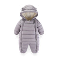 Baby Boys Girls Winter Snowsuit Hooded Double Zipper Romper Thicken Warm Jumpsuit Coat