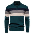 Autumn Winter Men's Zipper Sweater Pullover Striped