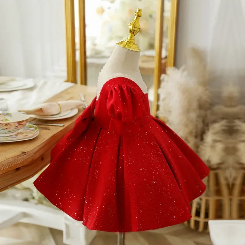 Birthday Red Baptism Luxury Dress Newborn Infant Baby Girl Party Children toddler dresses