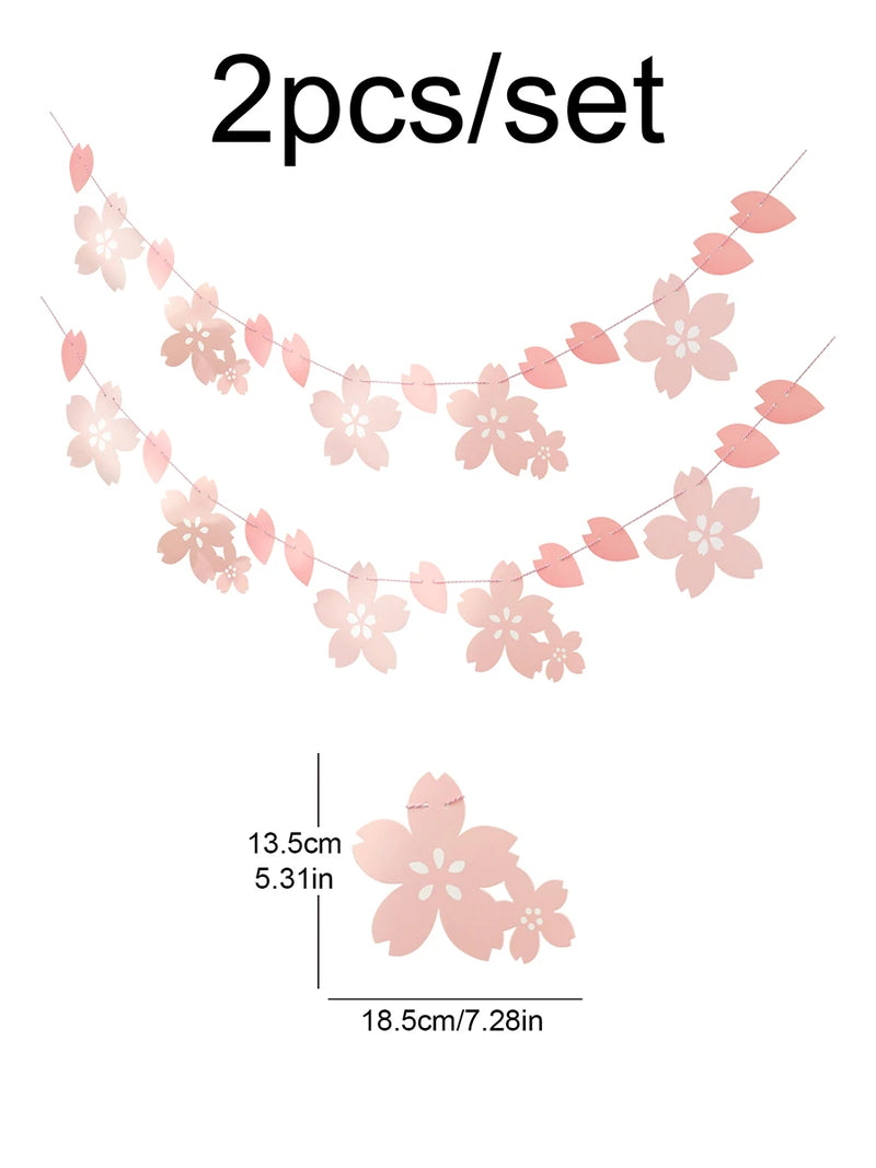 1PC Cherry Blossom Pink Flag Party Decoration Room Wall Layout