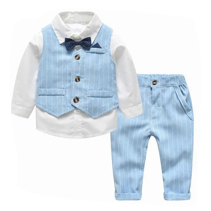 Children Boy Clothes Suit Autumn And Spring Kids Wedding Birthday For Baby Outfits T-Shirt+Vest+Pants Gentlemen Costumes