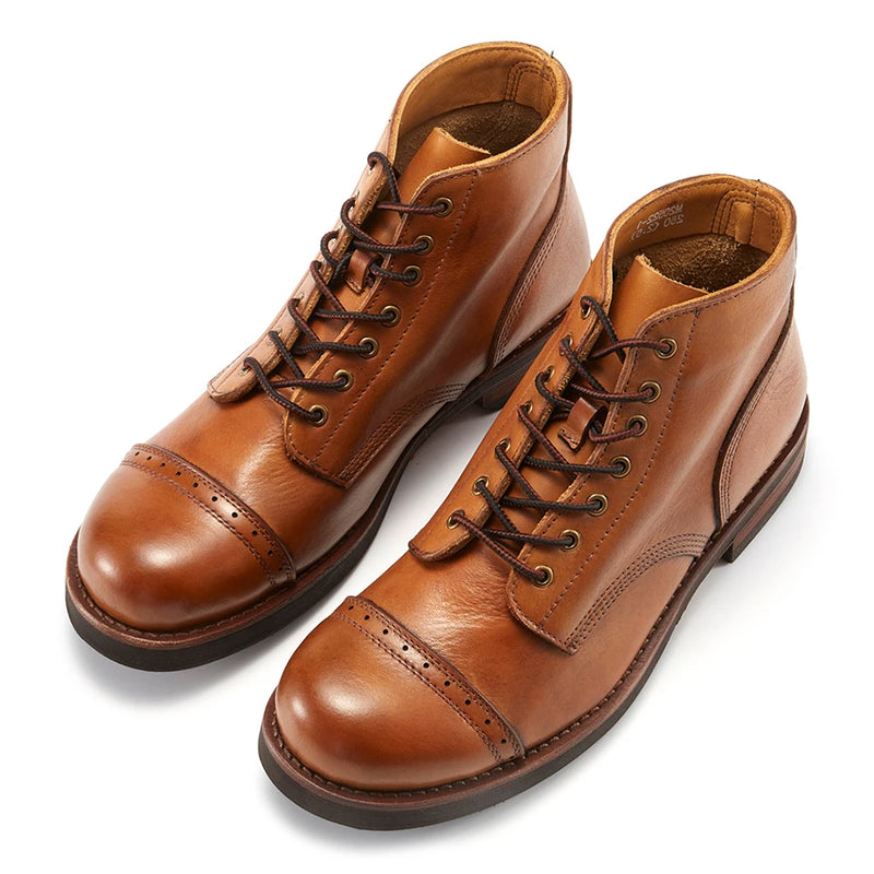 Handmade Precision Stitch Wear-Resistant Casual Boots Men Genuine Leather Shoes Combat Boots