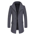 Winter Men Wool Coats Long Jackets Stand Collar Overcoat Classic Slim Fit Solid Color Jacket Coat