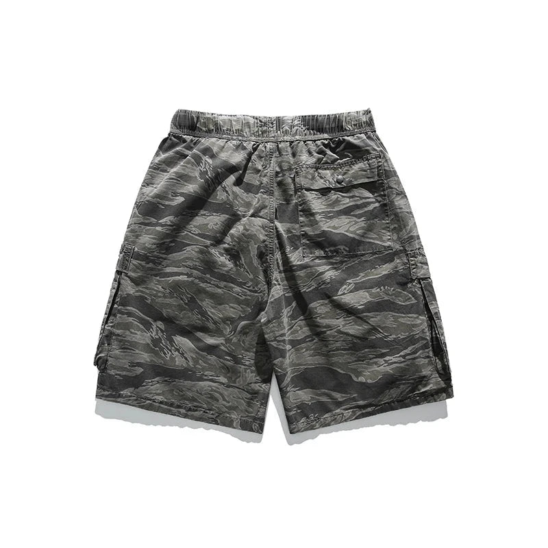 Men Summer Outdoor Leisure Cargo Shorts Men Camouflage Straight Elastic Comfortable Short