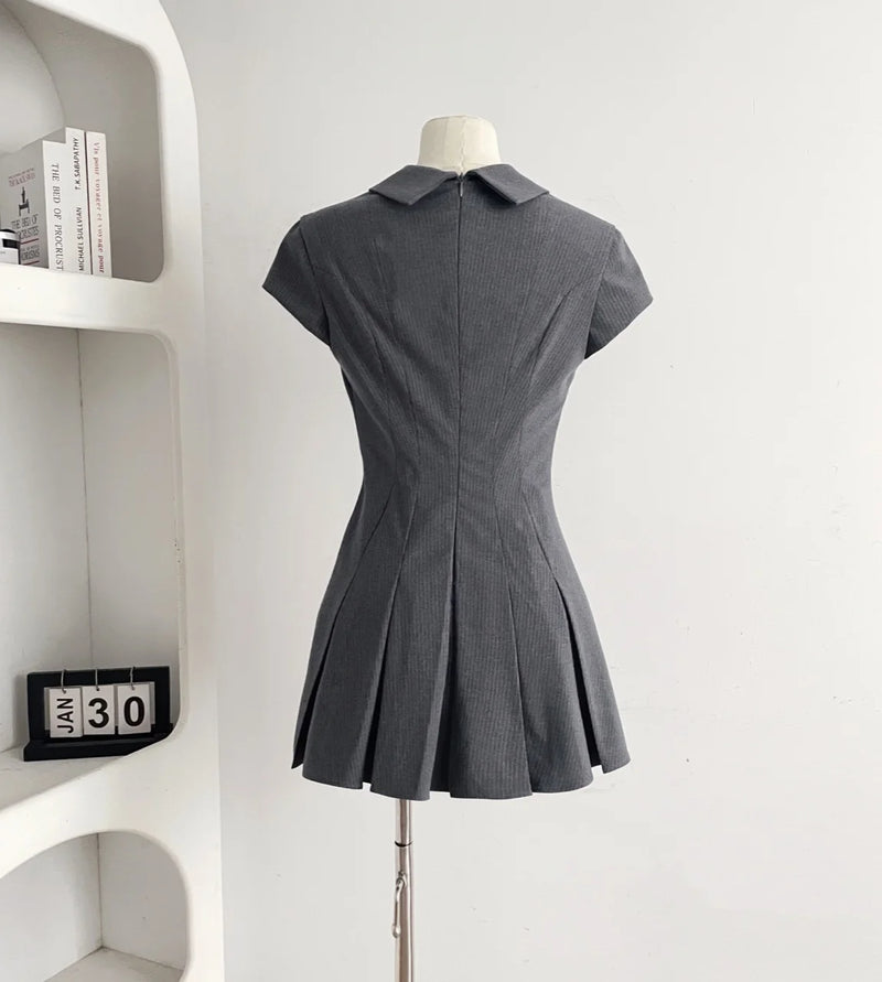 Summer Simple Mini Solid Shirt Dress Women Aesthetic Frocks