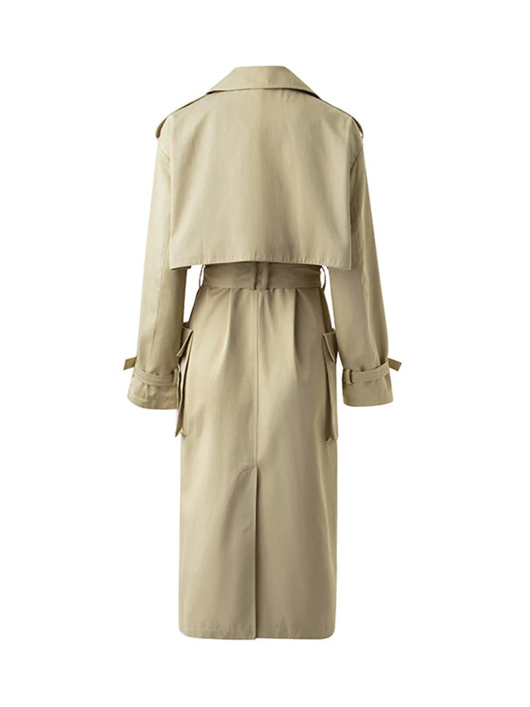 Winter Designer Women's Elegant Double Breasted Belted Trench OverCoat