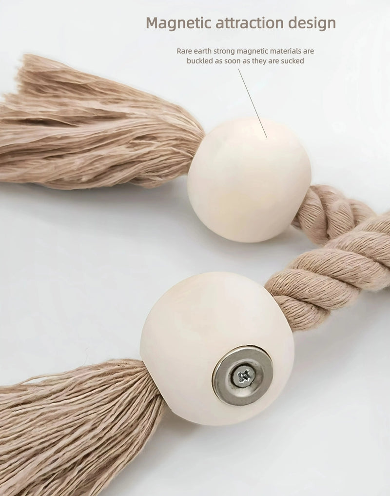 Hand-woven solid wood magnetic knot curtain tiebacks