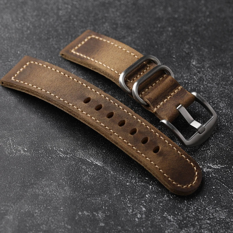 Handmade Head Layer Watch Watchband Soft Men Thickened Watch Strap Genuine Leather